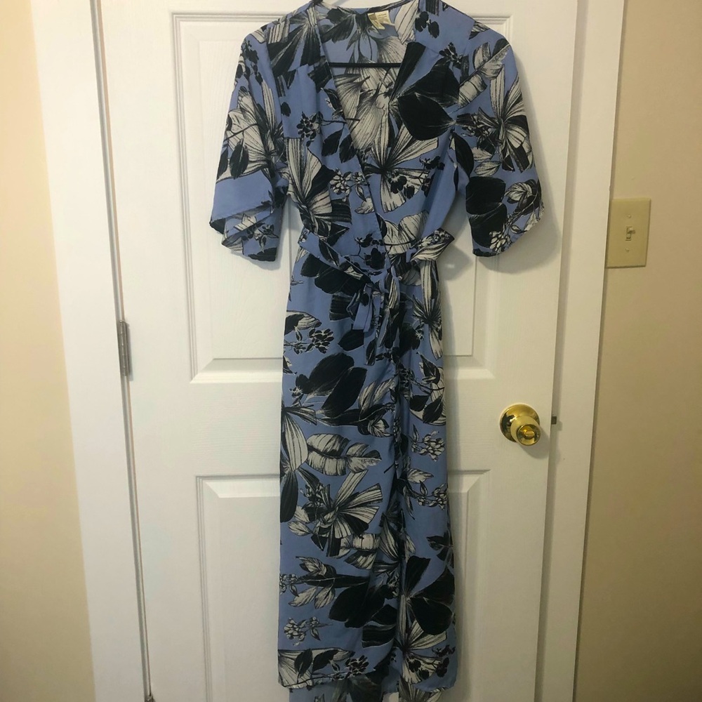 Botanical print kimono style dress